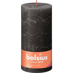 Bolsius Rustik Pillar Candle XXL, Antracīts, Iepakojumā 4, 20 x 10 cm, Dekoratīvās sadzīves sveces, Degšanas laiks 125 stundas, Bez smaržas, Satur dabisko augu vasku, Bez palmu eļļas