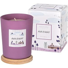 AVA & MAY Provansas aromātiskā svece (180 g) - vegāniska sojas vaska svece ar 40 stundu degšanas laiku - ar augstākās kvalitātes lavandas rožu un citronu smaržu eļļu