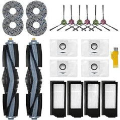 Laimaiou piederumu komplekta nomaiņa priekš ECOVACS DEEBOT X1 OMNI & X1e OMNI & X1 TURBO & X1+ robotu putekļu sūcējs 20 iepakojumi, 2 rullīšu sukas, 4 filtri, 6 sānu sukas, 4 lupatas, 4 putekļu maisiņi