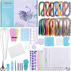 YURROAD Papier Quilling Set mit Quilling Streifen und Quilling Werkzeug, 15er Pack Quilling Papier 1860 Streifen, 32gb Quilling Zubehör mit Quilling Stift Elektrisch Quilling Vorlage Quilling Brett