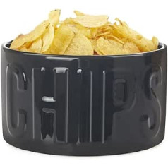 balvi Ceramic Snack Bowl Chips Colour Black The Original and Stylish Bowl Capacity 1 L