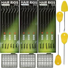 18pcs Karpfenangeln Haar-Rigs Boilie Rig Karpfen Vorfach Geflochtene Schnur Angelhaken Handgefertigt Karpfenrigs mit Boilie-Stoppers