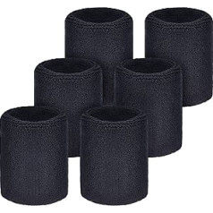 6 Pack of Sports Wrist Bands - Absorbent Sweatbands for Football, Basketball, Athletics