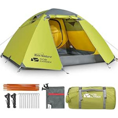 Join Nature Premium Camping Tent for 4 People, 4 Season Waterproof Double Layer Dome Tent, Windproof, Ultralight Tent with Aluminium Support Pole & Porch for Trekking, Camping, Outdoor, Hiking