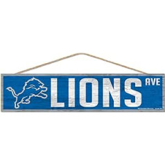 WinCraft NFL Detroit Lions SignWood Avenue dizains, komandas krāsa, 4 x 17 cm