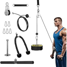 Cable Pull Fitness Cable Lat Pull Fitness Bicepss Muguras trenēšanas ierīce DIY Kabeļu skriemeļu sistēma Lat Pull Machine Roku spēka treniņš Mājas trenažieru zāles treniņu aprīkojums