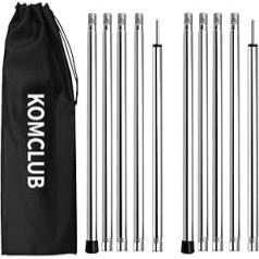 KOMCLUB Zeltstangen Camping-Planenstangen 10er-Pack Edelstahl Verstellbarer Vorhang Pfosten Vorhang Pfosten Baldachin Edelstahl Ersatz Vorhang Pfosten 198 cm 2 Sets