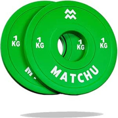 Matchu Sports | Frakcionētas plāksnes | Mini svaru plāksnes | 0,25/0,5/1/1,5/2,5 KG | Komplektā 2 | Tērauds ar gumijas ārējo slāni | Diametrs 50mm