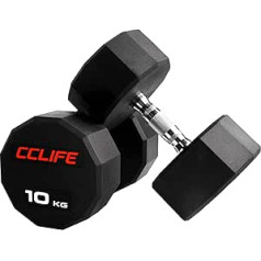 CCLIFE hanteles komplekts ar 1/2 Dodecagon Dodecagon Dodecagon gumijas čuguna hromēti rokturi 10-60 kg hanteles atspiešana