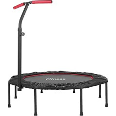 Fitness Trampoline, Foldable, 50 Inches, 128 cm, with 5 Height-Adjustable Handles, Quiet Rubber Cord Suspension, Up to 150 kg, for Indoor & Outdoor Jumping, Training, Rebounder