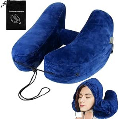 Inflatable Neck Pillow, Neck Pillow, Quick Inflatable: Nizirioo Neck and Chin Supportive with Velvet Soft Cover, Grey, Travel Pillow for Travel, Plane, Car, Travel, Camping, Office, Home