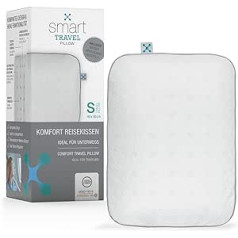 smartsleep® kelioninė pagalvė, išmanioji kelioninė pagalvė, kaklo pagalvė iš atminties putų, ortopedinė kaklą atraminė pagalvė, maža pagalvė kelionėms ir stovyklavimui, 40 x 30 x 10 cm