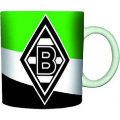 Unbekannt VFL Borussia Mönchengladbach 16984 Fohlenelf-Artikel - Tasse Schrägstreifen - Fassungsvermögen: 0, 30 L, Kaffee-/Teetasse, Mehrfarbig, 10 x 7 x 9 cm,