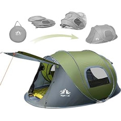 Night Cat Verbessertes Pop-Up-Zelt für 2–4 Personen, einfacher Aufbau in 3 Sekunden, sofortiges Campingzelt mit Veranda, automatisch, faltbar, wasserdicht, Strandpaket, 40 % kleiner