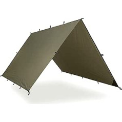 Aqua Quest Safari tent tarpaulin - 100% waterproof, lightweight SilNylon Bushcraft camping shelter - 3 x 2.1 m, 3 x 3 m, 4 x 3 m, 4.5 x 4.5 m, or 6 x 4 m brown olive, grey, green, true terrain camo, boulder camo or woodland camo