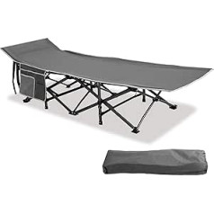 HIGH POINT SPORTS Folding Camping Bed XL Camping Lounger Lightweight with Side Pocket Camp Beds for Camping, Outdoor, Indoor