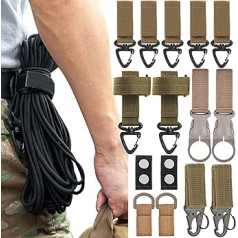 LUOLIPEYA 15PCS Molle Tactical Gear Clip Set Tactical Mugursomas somas vestei - Siksnas stiprinājumi Neilona jostas turētājs, Cimdu siksnas turētājs, Atslēgu piekariņa turētājs, Karabīnas cilpa