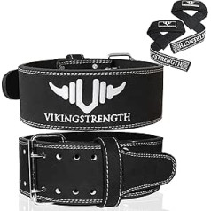 Vikingstrength Premium svara celšanas josta ar celšanas siksnām, sporta zāles svara celšanas josta vīriešiem un sievietēm, ideāli piemērota pietupieniem, spēka pacelšanai, krosfitam un stingrām slodzēm, M-4XL + V veida spēka treniņu lietot