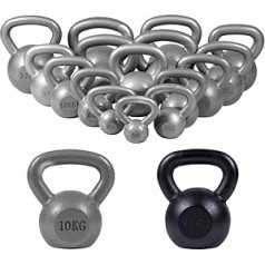 GORILLA SPORTS® Kettlebell - 2 bis 32 kg Gewichte, Einzeln/Set, Gusseisen, Bodenschonend, Silber oder Schwarz - Kugelhantel, Schwunghantel, Kugelgewicht, Rundgewicht, Krafttraining