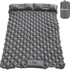 OTHWAY Double Camping Sleeping Pad Press Piepūšamais guļampaliktnis Iebūvēts sūknis kempinga matracis ar spilvenu ceļojumiem ar automašīnu mugursomas pārgājienu telts ceļojumi (pelēks)