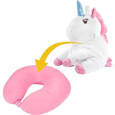 MOMO WAY U-shaped Neck Pillow 2 in 1, Cartoon Transform Neck Pillow, Plush Pillow Unicorn Travel Pillow for Adults and Kids, Plush Toy for Camping, Travel, Airplane, Car