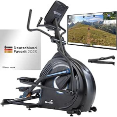 skandika Cross Trainer CardioCross Conqueror, Premium eliptiskais trenažieris, 25 kg spararata masa, lietotne saderīga ar Kinomap, 33 programmas, 32 līmeņi, 4 profili, pulsa mērīšana, augstuma regulēšana, maks. 150 kg.