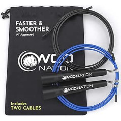 WOD vingrinājuma svars Nation Speed Rope. Zibspuldzes lēciena virve izciliem sporta veidiem Crossfit, boksam, MMA, cīņas mākslām vai vienkāršiem vingrinājumiem. Regulējams vīriešiem, sievietēm un bērniem.