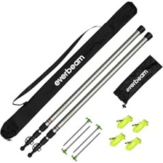 Everbeam Telescopic Tarpaulin Pole for Camping, Hiking, Fishing - Adjustable Aluminium Poles Extends 92