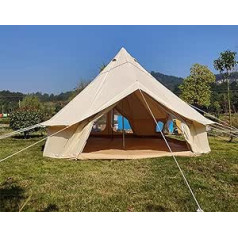 BOCbco Canvas Bell Tent Waterproof Mongolian Yurt Tent Double Layer Teepee Tent Outdoor Camping Family Tent Pyramid Indian Tent 4 Seasons