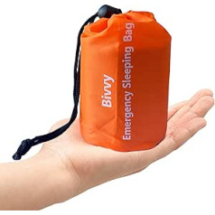 Vaupan Notfallschlafsack, Leichter Thermo-Biwaksack, Survival Shelter Deckentaschen, Wasserdichter Survival Schlafsack Tragbarer Sack für Camping, Wandern, Outdoor,Orange