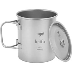 Keith Titanium Outdoor Mug Camping Cup ar vāku piknika galda piederumiem