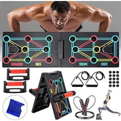 AOUZEA Push Up Board fitnesa aprīkojums, 12-in-1 salokāms daudzfunkcionāls pārnēsājams push-Up dēlis, fitnesa aprīkojums ar aizsargcimdiem un neslīdošu silikona paklājiņu, unisex sporta aprīkojums