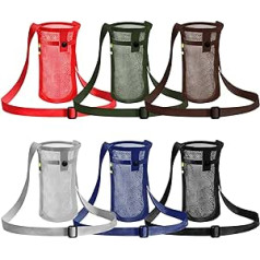 6 Pack Mesh Water Bottle Holder with Strap for Water Bottle, Carry Bag, Water Bottle Carrying Bag, Water Bottle Sleeve with Adjustable Shoulder Strap Bag for Sports, Gym, Hiking, Camping, Hiking, 6