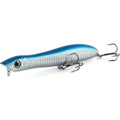 Dr.Fish Sea Bass Bait for Sea Fishing, Patchinko Style 140mm/26g Topwater Bait Treble Hook Laser Scale SeaBass Popper Bait for Pike Bass Trout Surface Fishing Lures