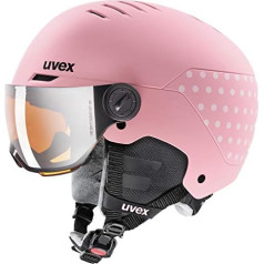 uvex Rocket Jr Visor, slēpošanas ķivere bērniem ar vizieri, individuāla izmēra regulēšana, rozā konfeti matēts, 51-55 cm