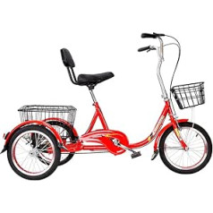 LLF Cargo Cruiser, 3-Wheel Adult Tricycle Trike Cruiser Bike Cargo Trike Cruiser Bicycle Tricycle for Outdoor Sports (Colour: Red)