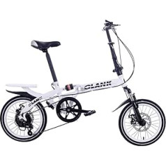 16 Inch 6 Speed Folding Bikes, Travel Folding Bike, Camping Folding Bike with Carry Handle, Folding Bicycle for Men and Women, Double Disc Brake