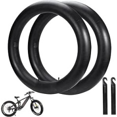 26 x 4,0 Fat Bike iekšējās caurules (2 iepakojumā) ar AV35 Schrader vārstu — ideāli piemērots Fat Tire e-velosipēdiem un kalnu velosipēdiem (iekļauta 2 riepu sviras)