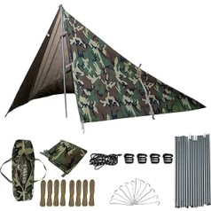 AKmax Military Tarp Survival Telts viegls Bushcraft Fly Bivy pārsegs lietus un saules Multicam/Woodland