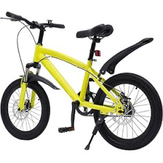 18 Inch Children's Bikes, Yellow MTB Children's Bikes, Cruiser Boys with Mudguard and Reflectors, Children's Bike, Mountain Bike for Girls and Boys