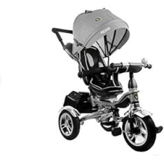 Lean Toys Tricycle PRO600 Sudraba stūres trīsriteņa saules aizsardzības jumta amortizators