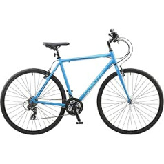 Insync Bikes vīriešu Coyote Absolute AX pilsētas velosipēds ar 700 c riteņiem, 22 collu alumīnija rāmi, 21 ātruma Shimano pārnesumiem un Shimano Ez Fire Shifter, V veida bremzēm, zils velosipēds, hibrīds, 22 collu rāmis