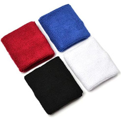 4 pairs of Cosmos black/white/blue/red cotton sports basketball wristband/sweatband wrist sweat band/brace