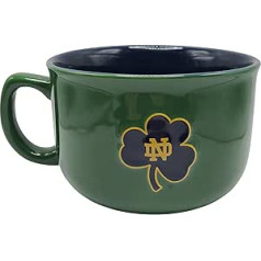 Licencēta NCAA milzu lielizmēra divu toņu bļodas krūze (Notre Dame Fighting Irish Shamrock logotips)