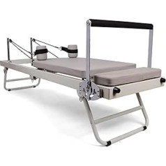 VBVARV Pilates Reformer Folding, Exercise Yoga Equipment, Multifunctional Foldable Yoga Bed, Pilates Bed Fitness Equipment, Pilates Bed with Adjustable Intensity, Beige