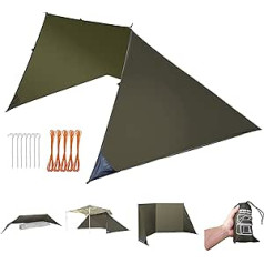 Onewind Premium Camping Shelter, Lightweight and Compact Tent Tarp for Hiking, Backpacking, Survival and Bushcraft, OD Green