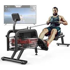 Decorcn Rowing Machine for Home with Water Resistance, Rowing Machine Water with LCD Monitor and 15L Water Tank, Rowing Machine for Full Body Workout with Bluetooth Function, iPad Holder