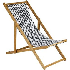 Bo-Camp Urban Outdoor Wooden Beach Lounger Chair Camping Chair Retro Linen Look with 3 Positions