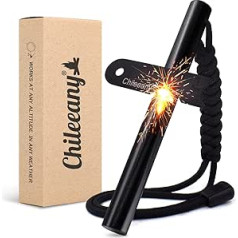 Big Size 130 x 13mm Magnesium Flints for 25,000+ Ignitions, Fire Starter, Easy and Efficient, Super Strong Sparks, for Camping, Hiking, Survival Kit (Black)