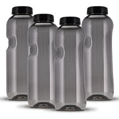 Kavodrink 4 x Tritan vandens butelis 0,75 l vandens butelis juodas sportinis buteliukas be BPA 750 ml